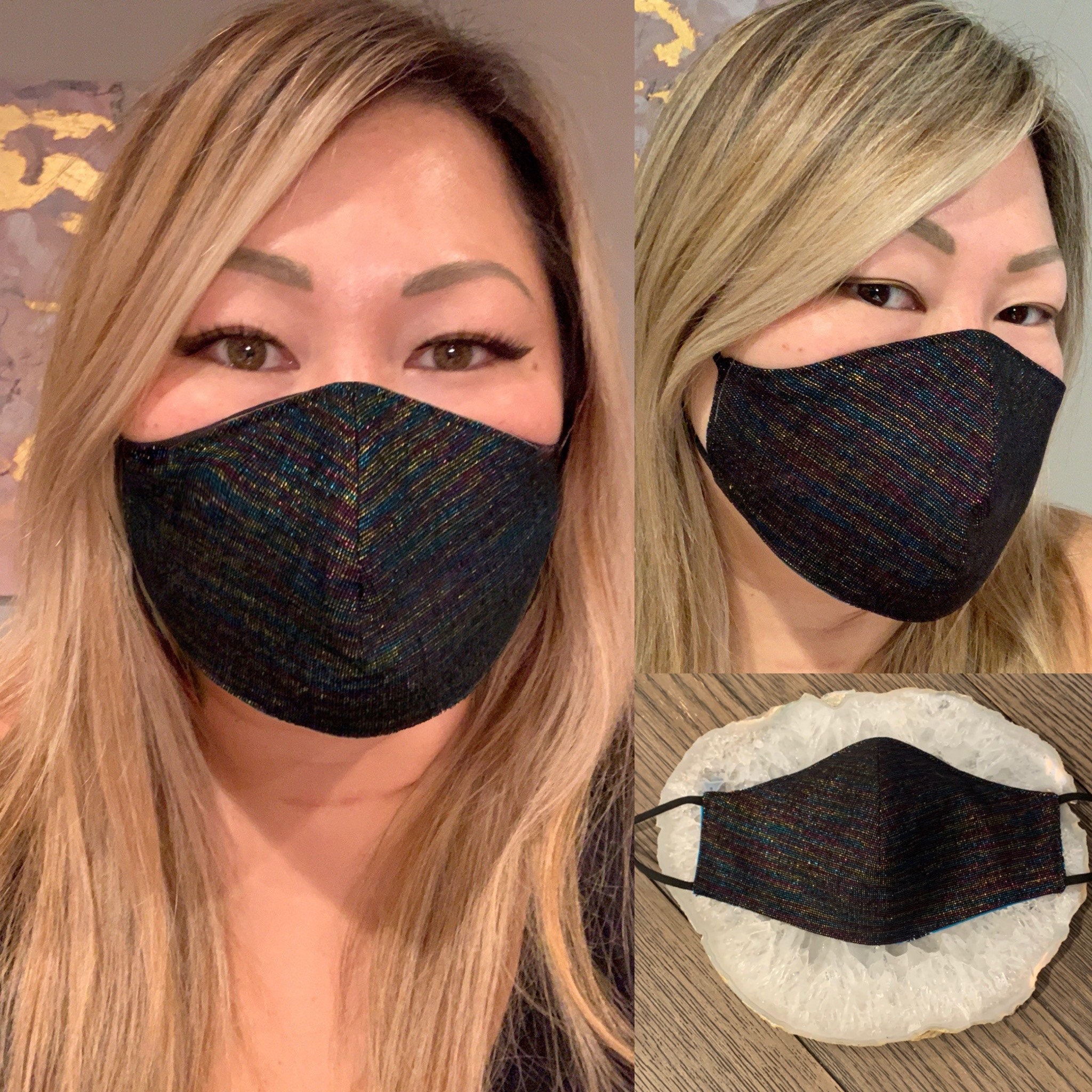 Shimmer Metallic Linen Blend Mask - Multiple Colors