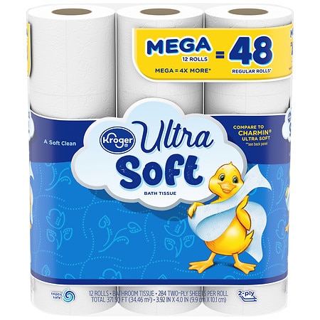 Kroger Ultra Soft Mega Roll Bath Tissue - 284.0 ea x 12 pack