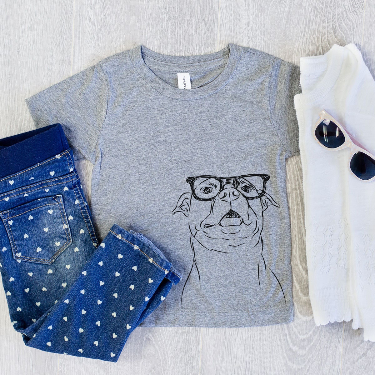 Zada The Pitbull Tri-Blend Shirt - Kids Dog Tshirt Animal Glasses T