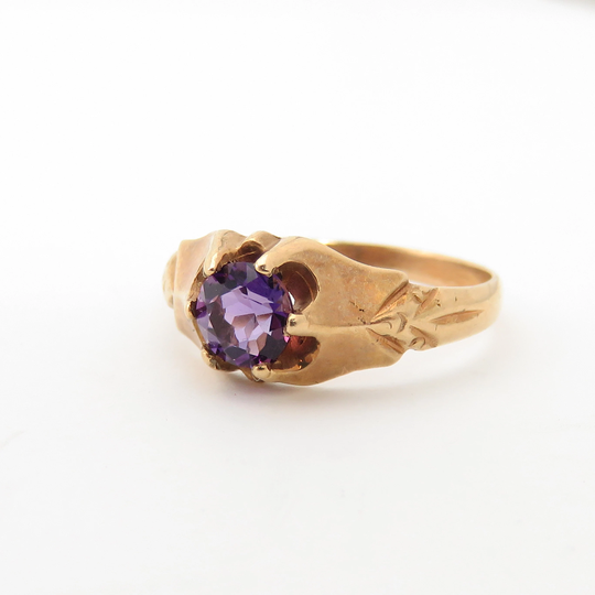 Antique 14K Yellow Gold Amethyst Ring. Sz 6