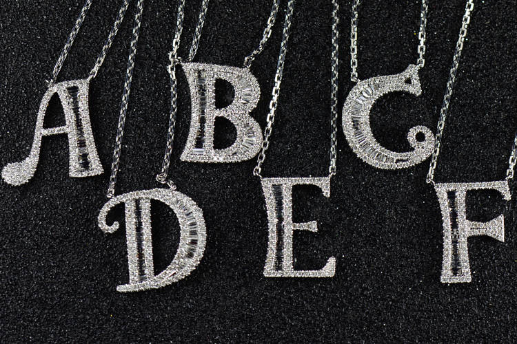 Diamonds 26 Letters Necklace in Solid 18K Gold/Diamond Alphabet Letters/Custom Fine Jewelry/Personalization Design/Gift For Women & Girls