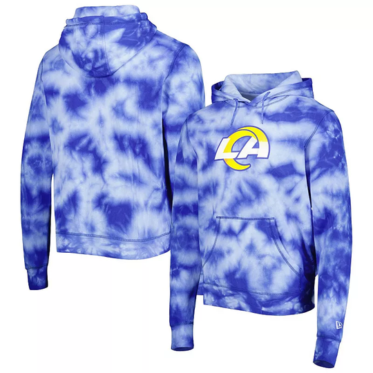 Men's New Era Royal Los Angeles Rams Team Tie-Dye Pullover Hoodie, Size: Medium, Blue
