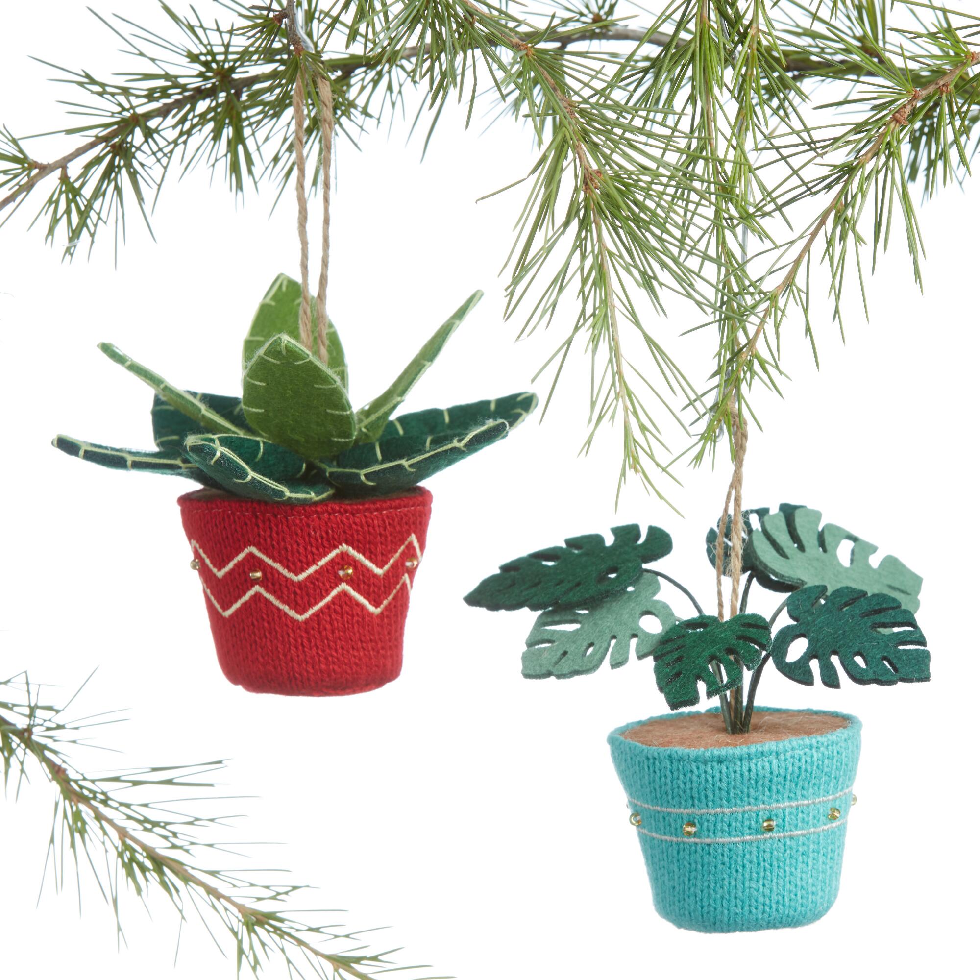 Fabric Potted Plant Ornaments Set of 2: Multi by World Market