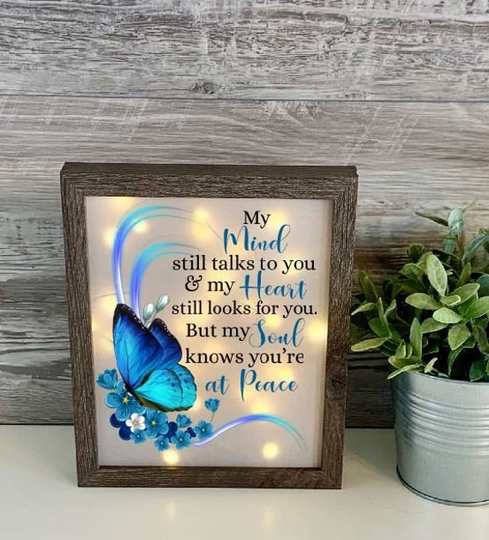 My Mind Still Talks To You, Sympathy Gift, Memorial Frame, Keepsake, Memory Bereavement Shadow Box