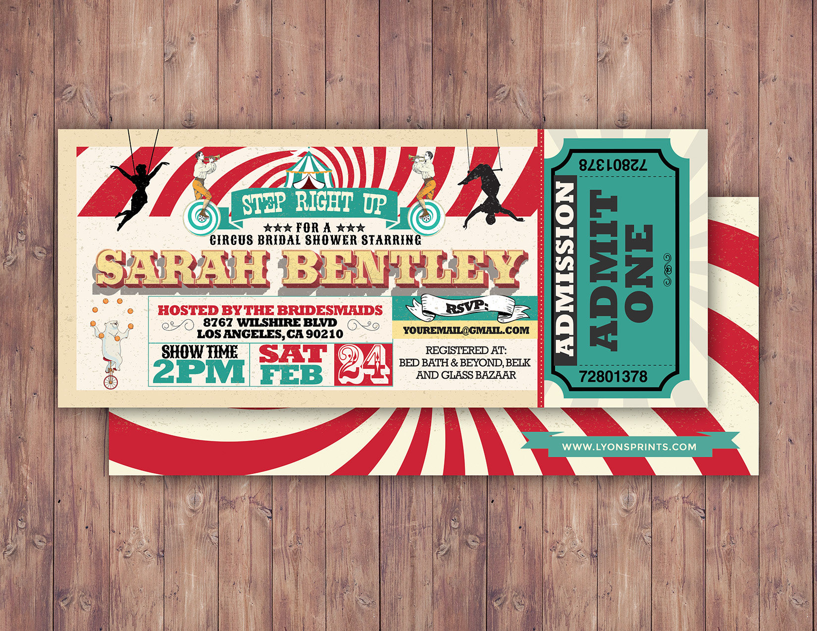Circus Bridal Shower - Carnival Invitation-Wedding Invitation - Graduation Party, School Dance Invitation, Birthday, Baby Shower