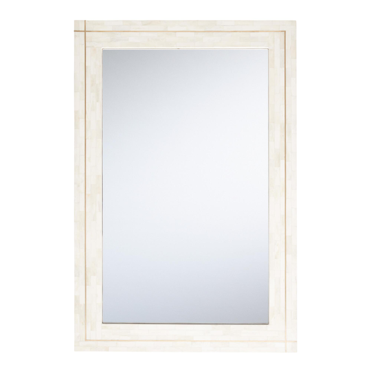White Bone Mosaic and Brass Inlay Wall Mirror - Large by World Market