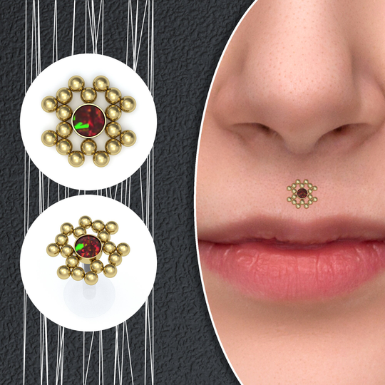 Threadless Bioflex Medusa Lip Ring, Opal Labret Stud, Philtrum Piercing, Monroe Piercing Jewelry, Flat Back Earrings