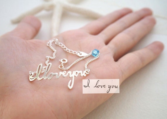 Signature Bracelet With Birthstone - Handwriting Memorial Personalized Jewelry Bridesmaid Gift Christmas