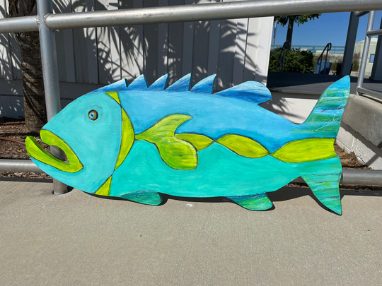 Wall Decor, Painted Wooden Fish, Fish Hanging, Gift For Fisherman, Nautical Beach House Art