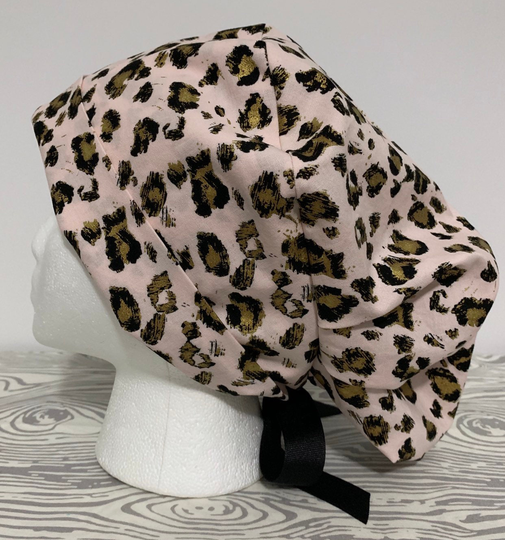 Leopard Love Print Ribbon Tie Back Surgical Hat