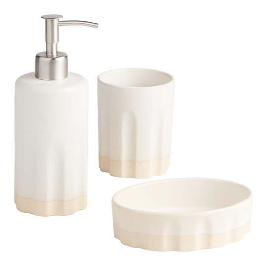 White Reactive Glaze Bathroom Accessories Collection by World Market