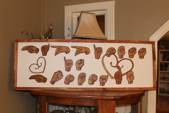 American Sign Language, Asl, Happiness Is Homemade, For The Deaf, Wood, Hands, 3D Frame, Wood Cut Outs Footstepsinthepast