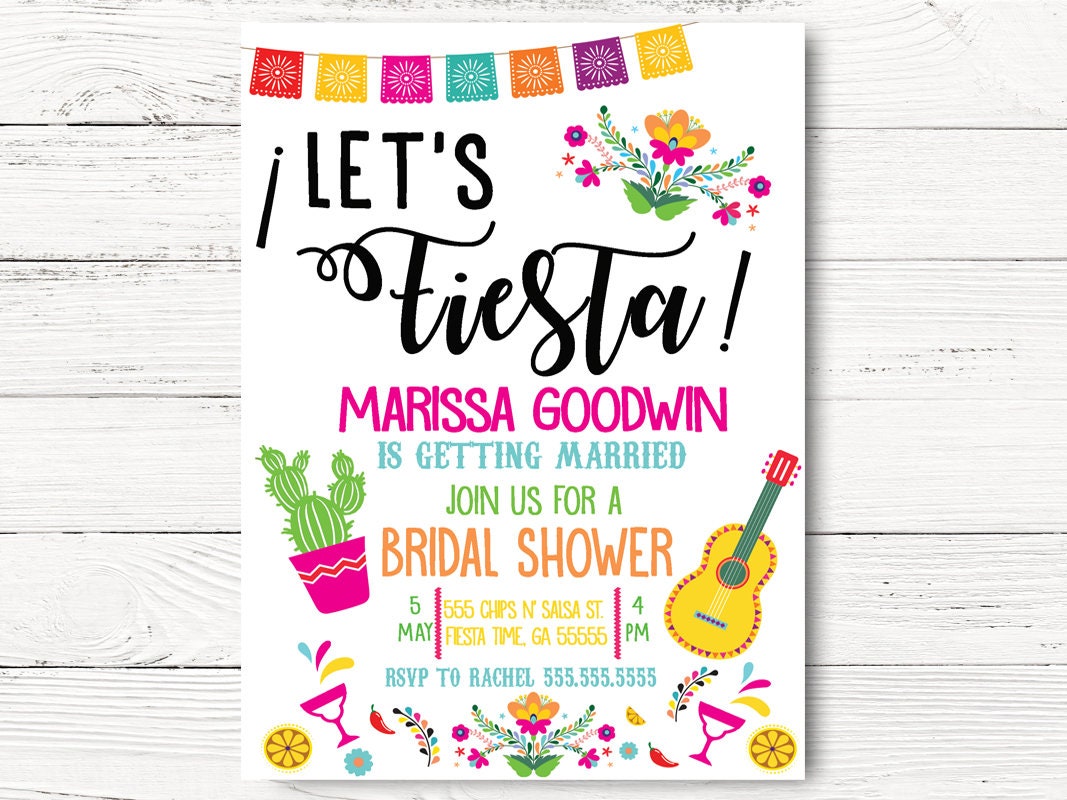Fiesta Bridal Shower Invitation, Cactus Shower, Tying The Knot Invite, Party, C102