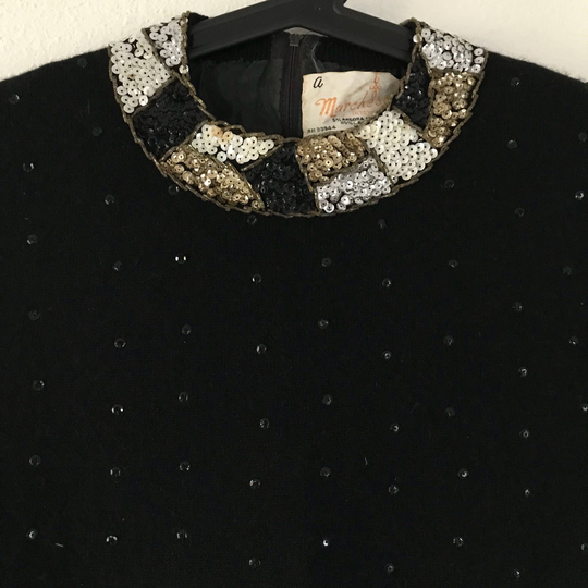 Vintage Sweater, Marchessa Wool Blend Sleeveless Sweater With Sequins