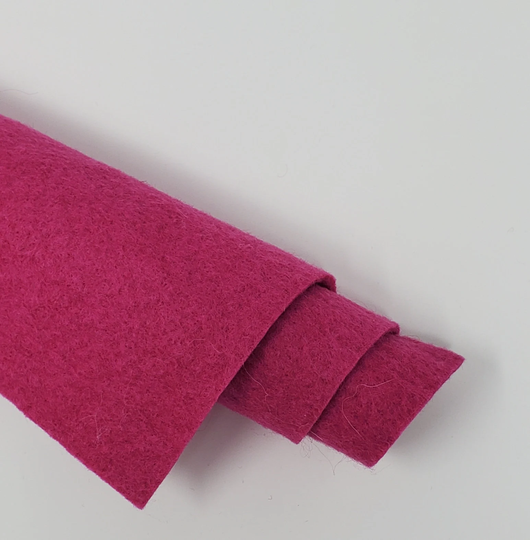 Hand Washed Merino Wool Blend Felt 9"x12" Sheets Rose Petal/Raspberry Color