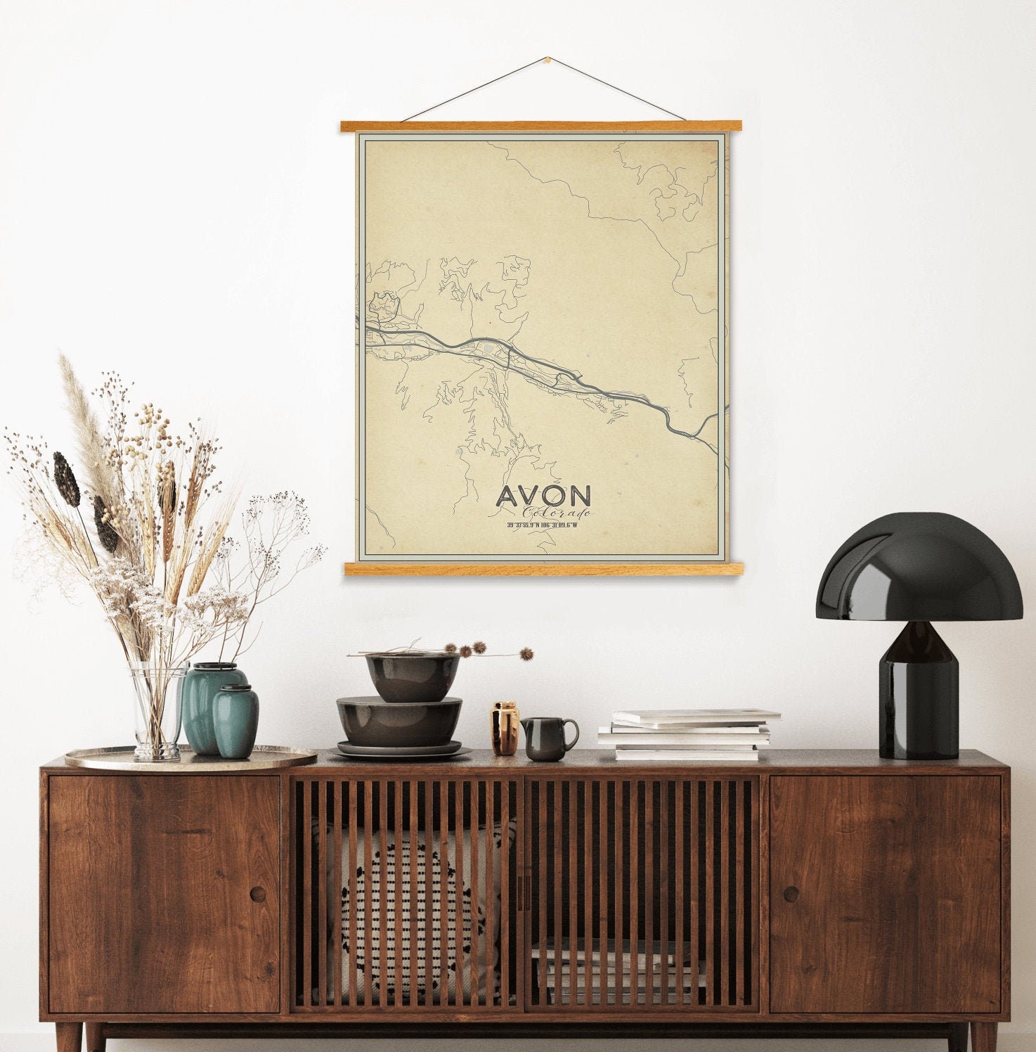 Avon Colorado Weathered Street Map | Hanging Canvas Of Printed Marketplace