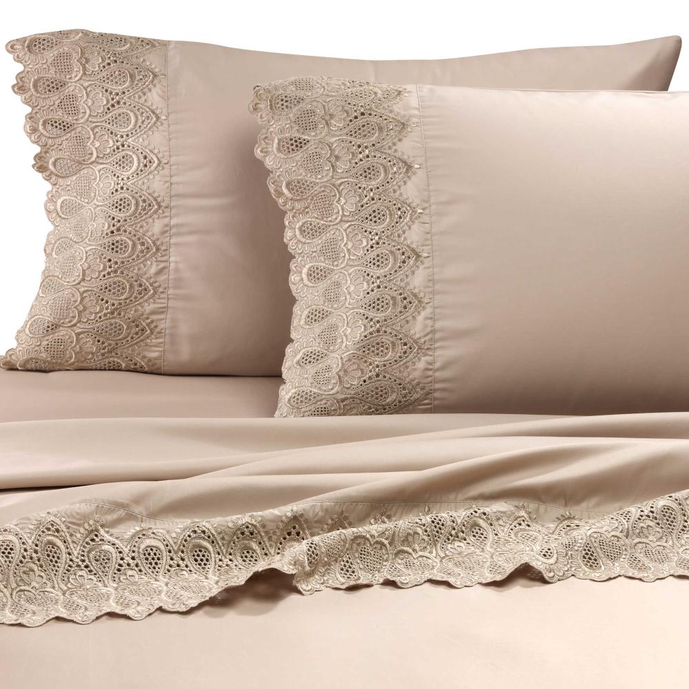 Grace Home Fashions RENAURAA Smart Queen Cotton Blend Bed Sheet in Off-White | 600CVC_N LC QN LN