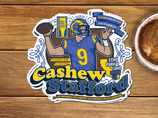 Matthew Stafford | Rams Fake Craft Beer Label Sticker