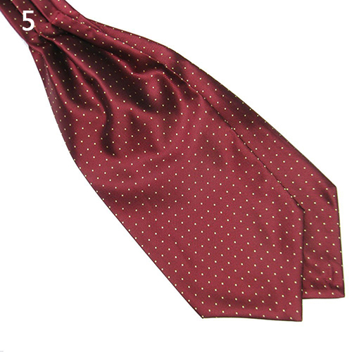 Men's Fashion Smooth Polka Dots Print Ascot Tie Neck Tie Silk Blend Scarf Cravat - dark red