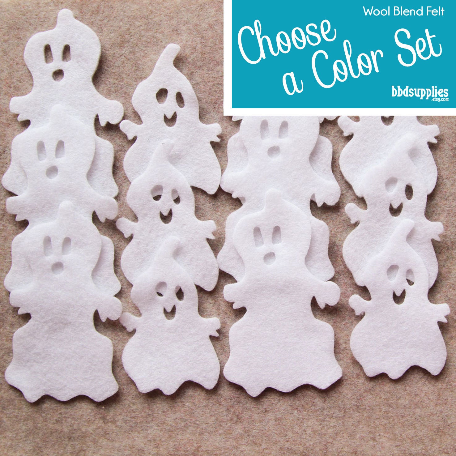 Wool Blend Felt Shapes | 24 Ghosts Style 3 Pick A Color Set Diy 2 Sizes