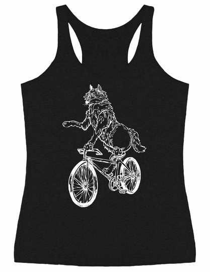 Wolf Cycling Bicycle Women's Tri-Blend Tank Top Gift For Her, Girlfriend Birthday, Biking Gifts Mom, Cyclist Wife Seembo