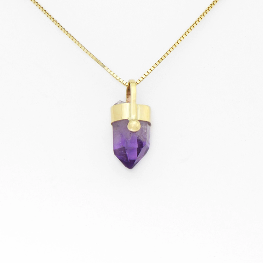 Vibrant Itty Bitty Amethyst Charm Surrounded in 14K Solid Yellow Gold Handmade The One You See Is The One Get