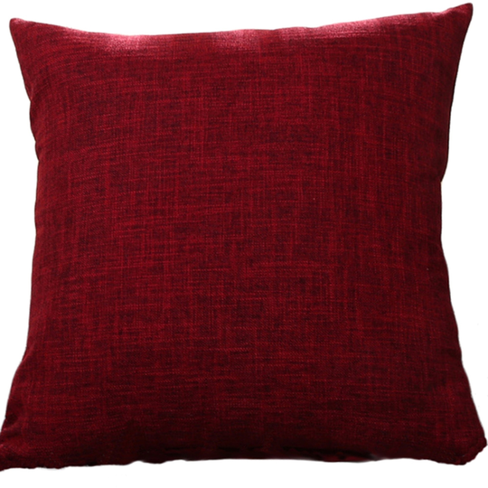 Polyester/Linen Blend Cushion Cover Pillow Case Pack of 2, 4 Different Sizes(Double Sides)(Without Inserts) - wine red, 18"