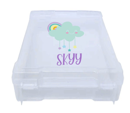 Rainbow Cloud Personalized Plastic Baby Keepsake Box