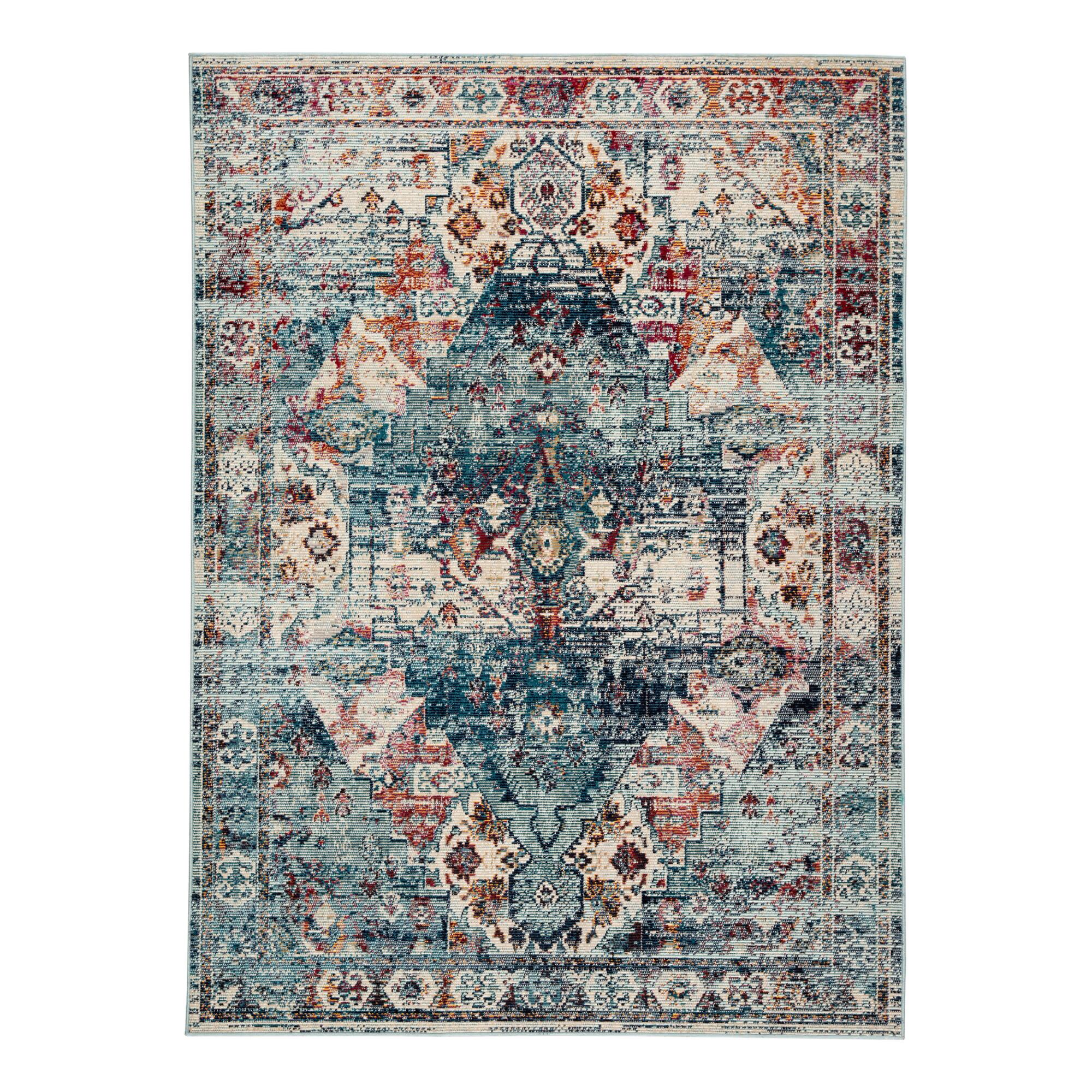Blue Multicolor Medallion Jayde Indoor Outdoor Patio Rug - Polypropylene - 8' x 10' by World Market