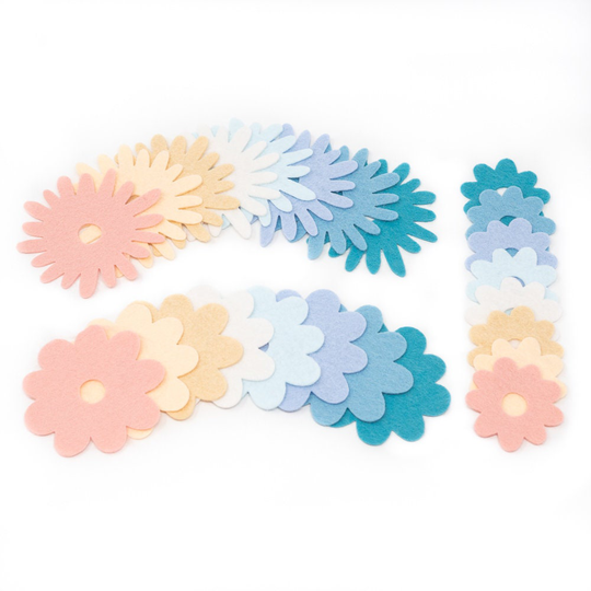 48 Abby Wool Blend Felt Die Cut Applique Flowers - Spring Vacation Colors
