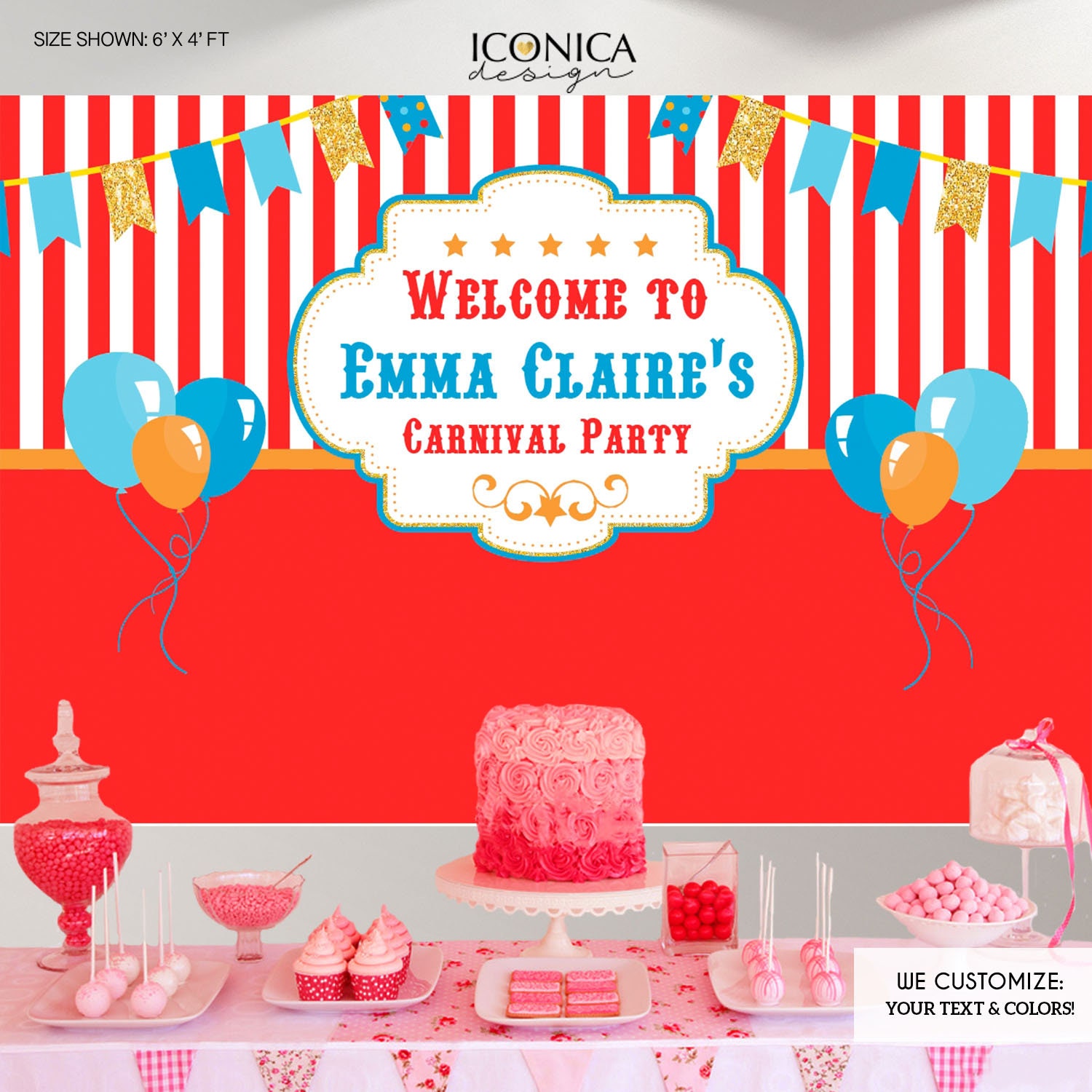 Circus First Birthday Banner Carnival Party Backdrop - Party || Carousel Any Age Printed Or Printable File Bbd0012