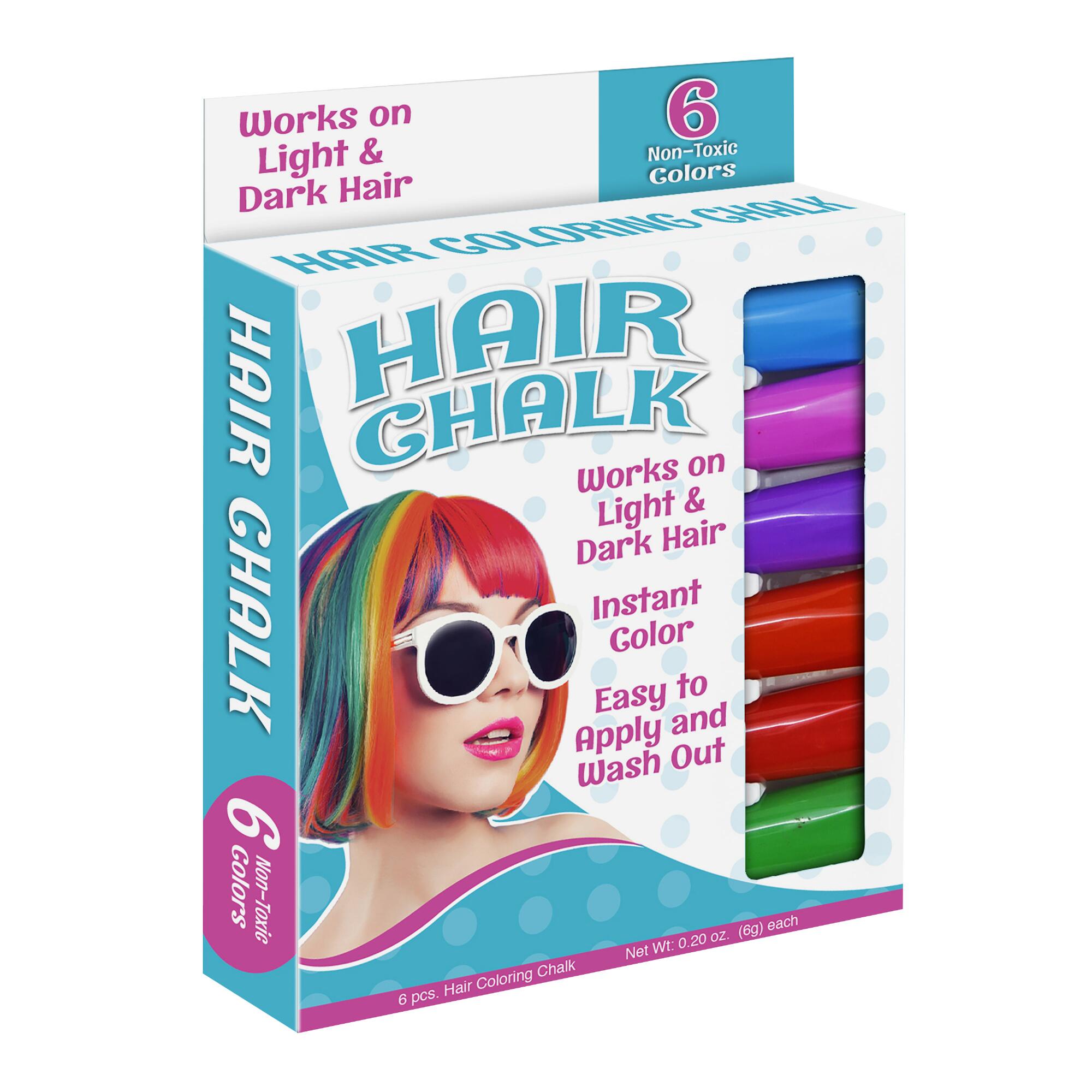 Hair Chalk 6 Pack: Black/Blue/Green/Orange/Pink/Purple/Red/White - Plastic by World Market