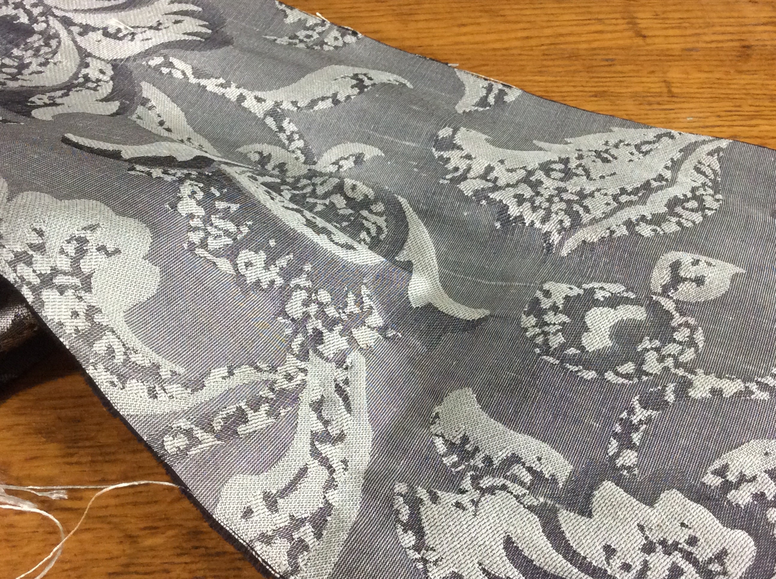 Bty Italian Made Silk Blend Grey & White Fabric
