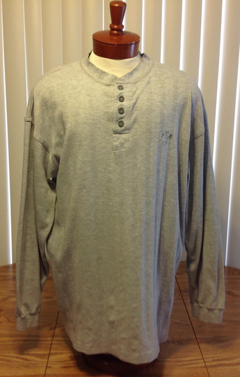 Vintage Arizona Jeans Company Mens 2xl Gray Henley Shirt Long Sleeve Pullover Cotton Blend