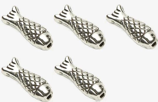 Silver Fish Beard Rings Beads