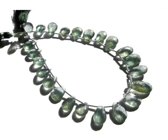 Natural Rare Moss Aquamarine Gemstone Faceted Pear Briolettes - 8 11x8- 13x8mm Semiprecious Diy Jewelry Making Wire Wrapping