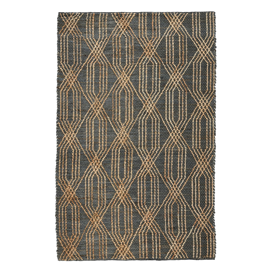 Charcoal Blue And Natural Geometric Jute Tustin Area Rug by World Market