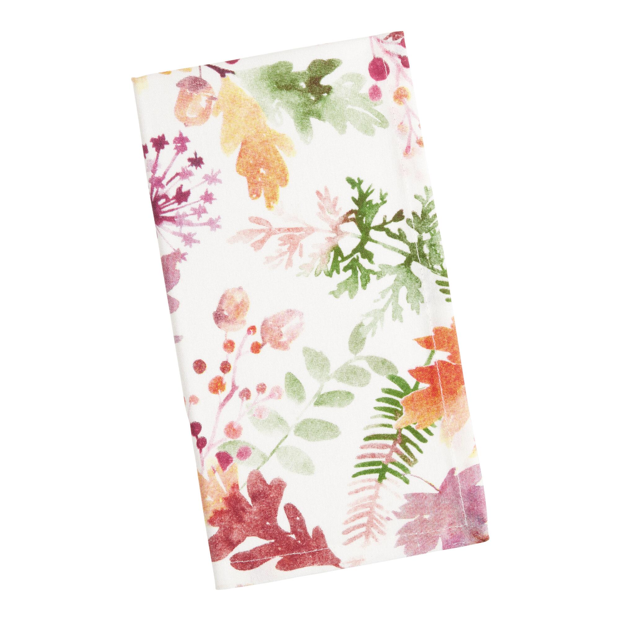 Multicolor Harvest Leaves Cotton Napkins Set of 2 by World Market