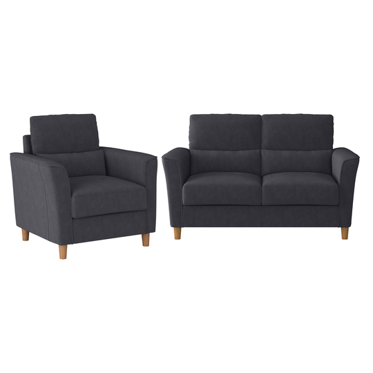 CorLiving Georgia Casual 2-Piece Polyester/Polyester Blend Dark Grey Polyester Living Room Set in Gray | LGA-201-Z1