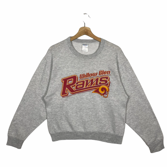 Vintage 90S Willow Glen Rams Sweatshirt S Size Grey Color