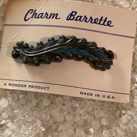 Vintage Barrette, 1940S Antique, Delicate Molded Intricate Ribbon