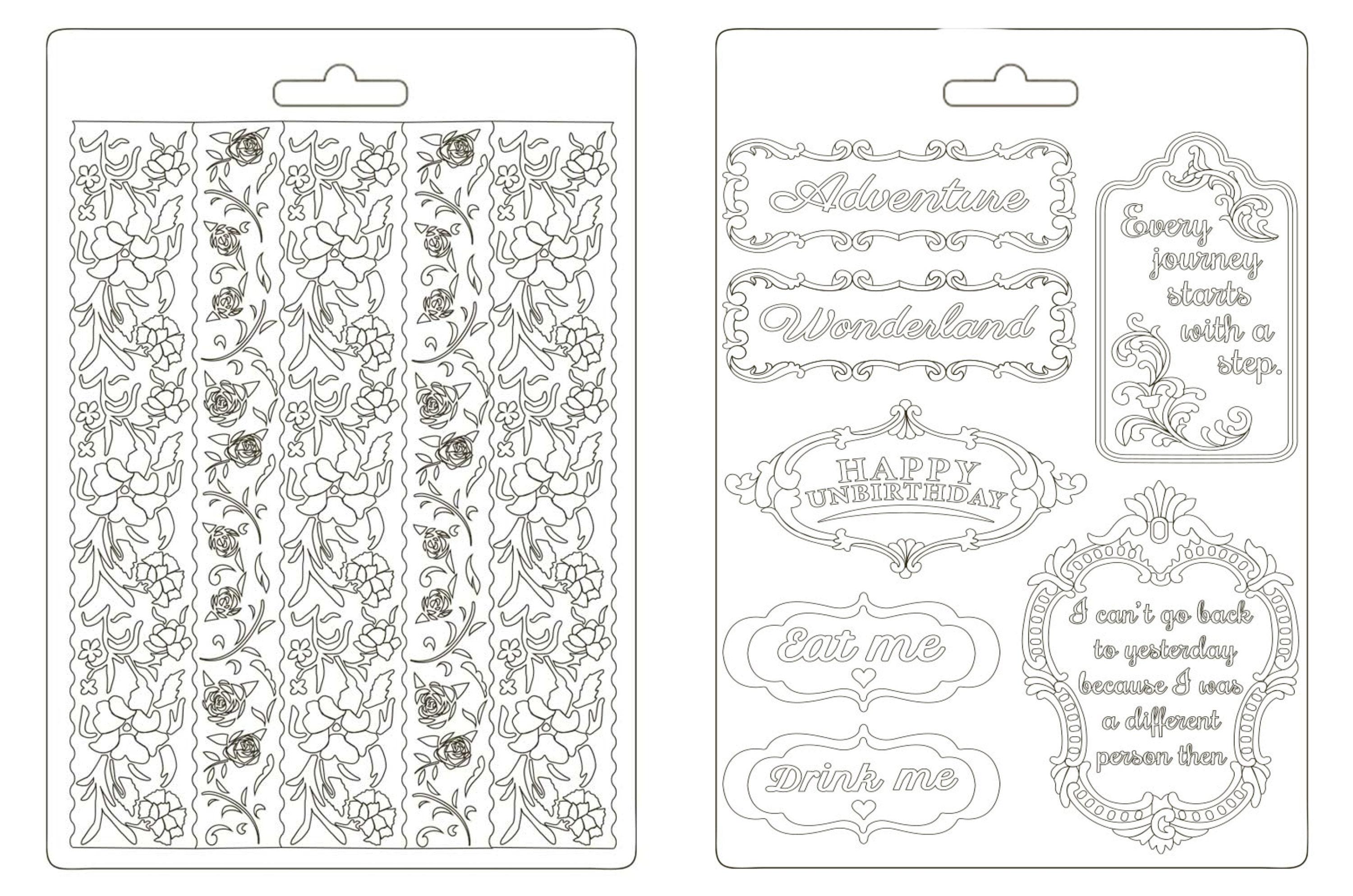 A5 Alice Soft Texture Mould - Stamperia in Wonderland Collection Through The Looking Glass