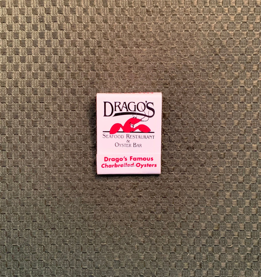 Vintage Matchbook, Dragos, Seafood, Oyster, Restaurant, Metairie, Louisiana, with 20 Match Sticks, Free Ship in Usa