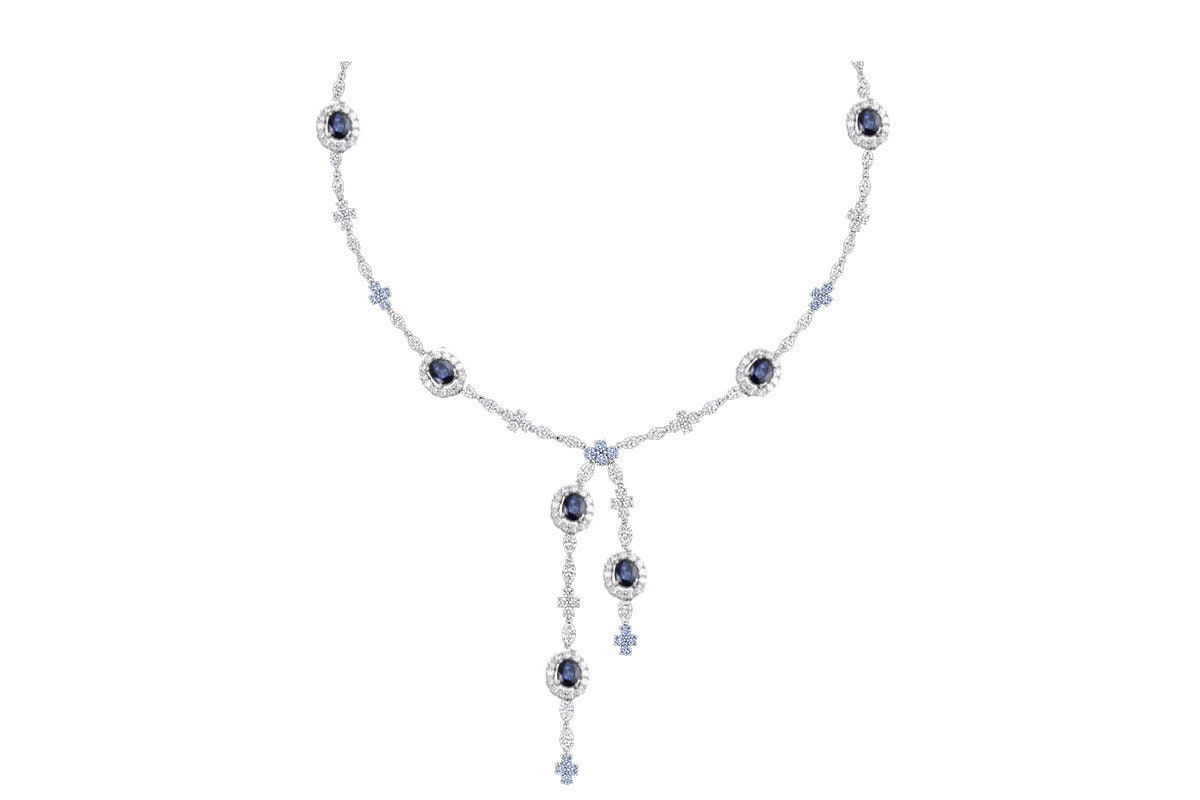 Sapphire Diamonds Bridal Necklace & Earring Set, Wedding Set, Bridal Jewellery Set, Sterling Silver Jewelry, Gift For Her