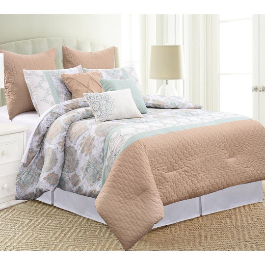 Amrapur Overseas Santorini comforter set Multi Abstract Reversible King Comforter (Blend with Polyester Fill) | 38EBJQCF-SAN-KG