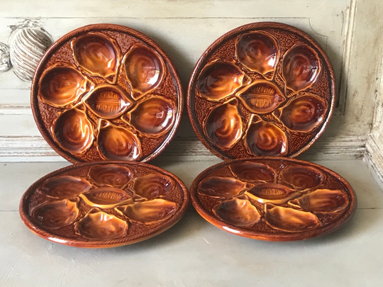 French Vintage Oyster Plates, Made By St Clement, Seafood Platters, Dinner Party, Tableware, Brocante M1705-08