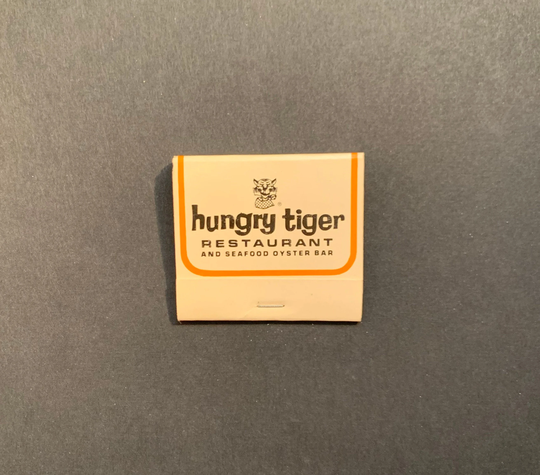 Vintage Matchbook, Hungry Tiger, Seafood, Oyster Bar, Restaurant, California, with 30 Match Sticks, Free Ship in Usa