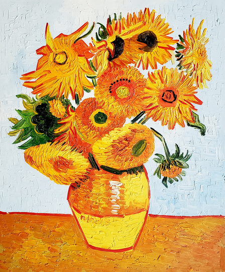 Sun Flower By Van Gogh #2, 24x20, 100% Hand Painted Oil Painting Re-Production On Canvas