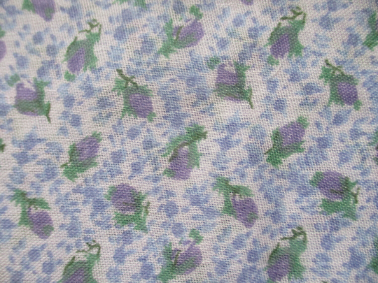 Vintage 1960S Fabric Cotton Polyester Blend Calico Floral Flowers Purple Slightly Sheer Bty