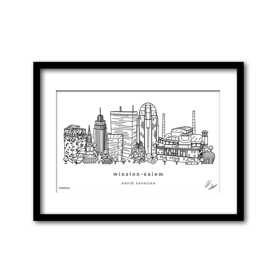 Winston Salem North Carolina Minimalist Illustration Housewarming Gift Wall Art